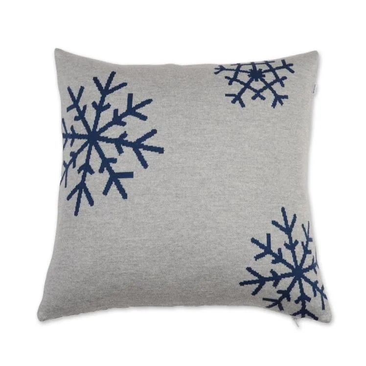 Kissenhülle 50x50cm Snowflakes, grau/blau