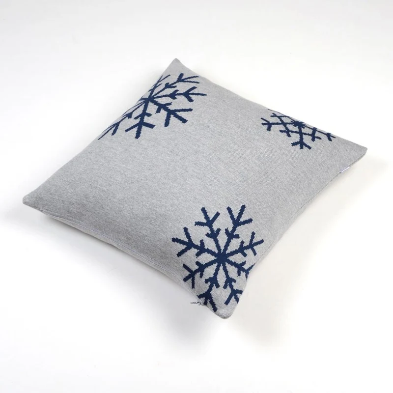 Kissenhülle 50x50cm Snowflakes, grau/blau