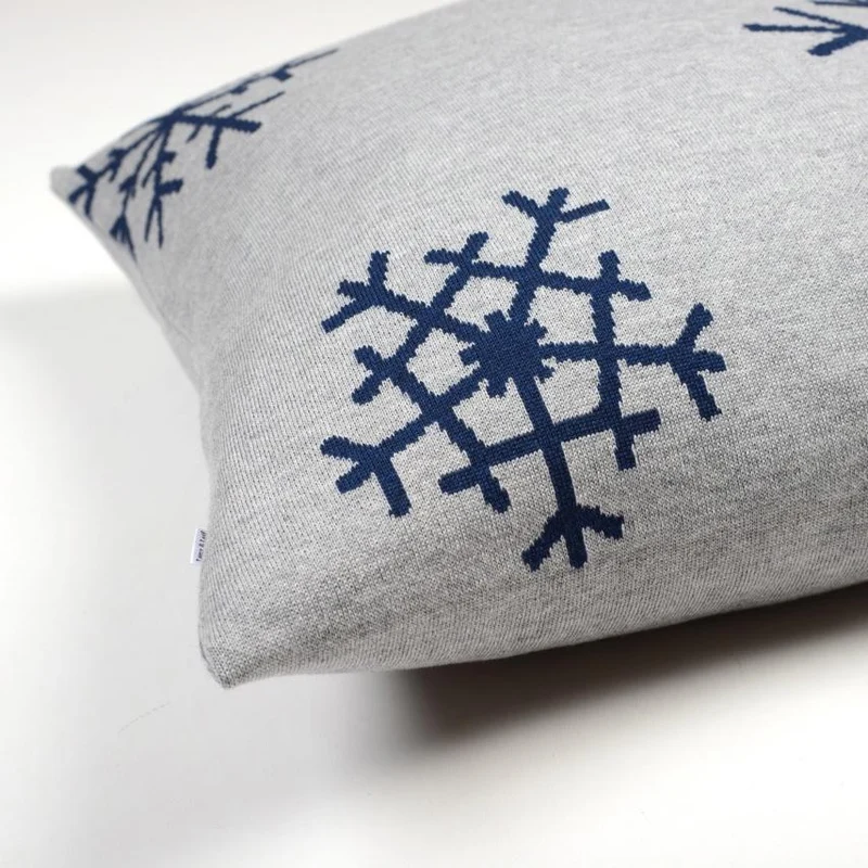 Kissenhülle 50x50cm Snowflakes, grau/blau