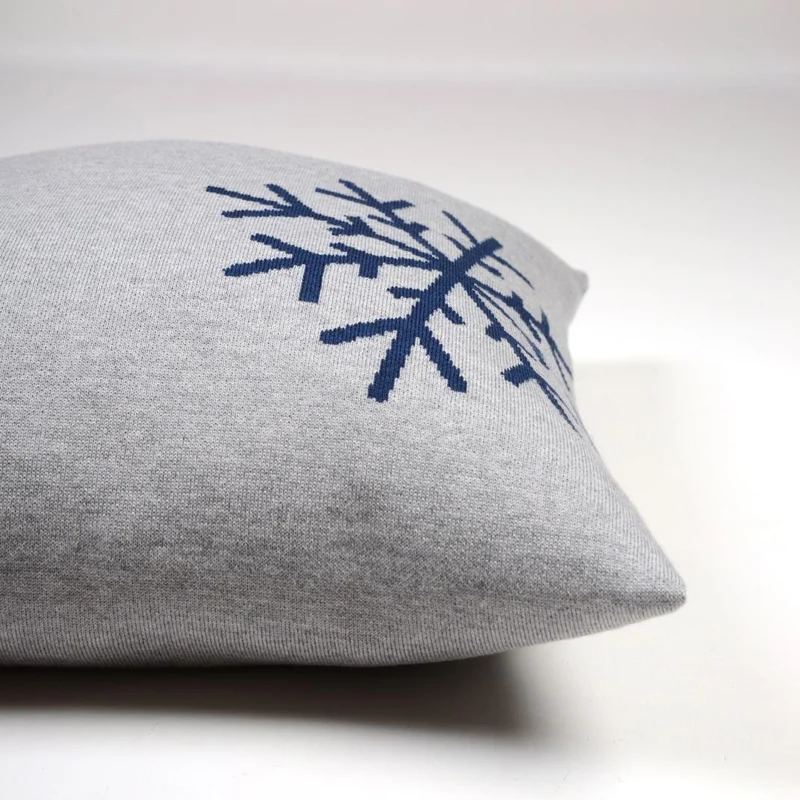 Kissenhülle 50x50cm Snowflakes, grau/blau
