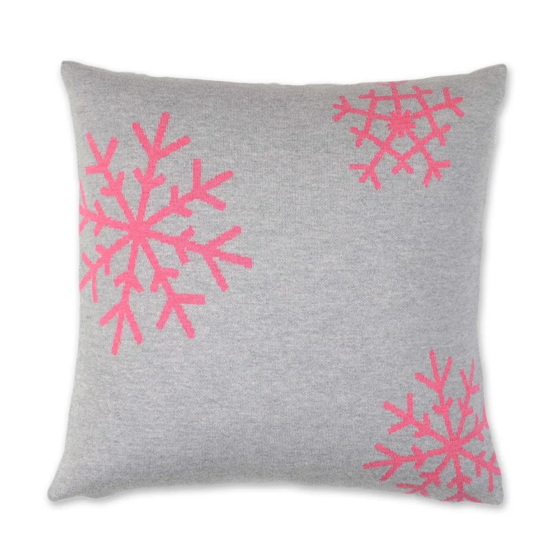 Kissenhülle 50x50cm Snowflakes, grau/magenta