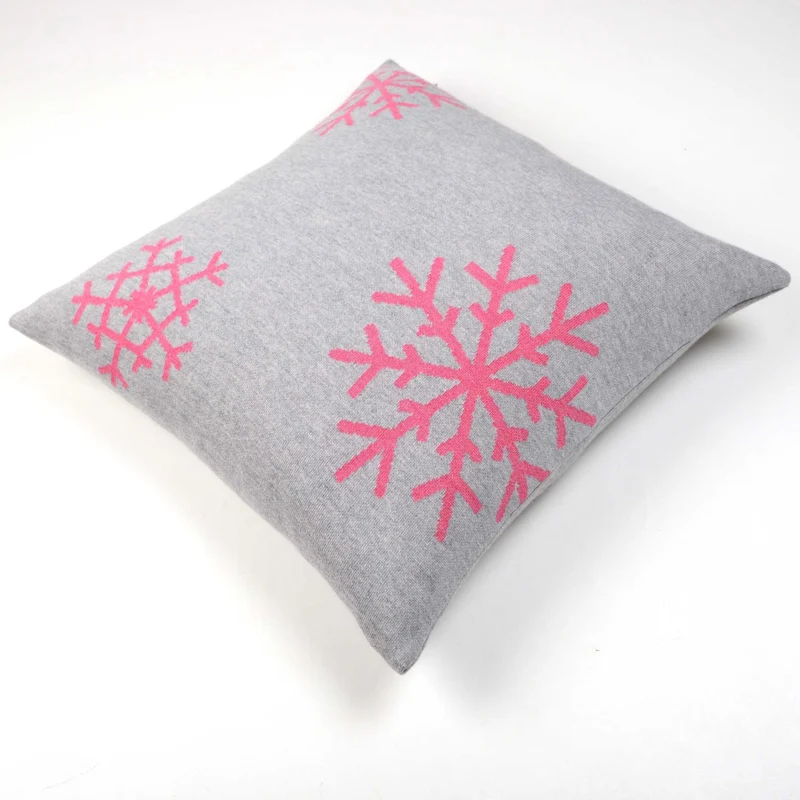Kissenhülle 50x50cm Snowflakes, grau/magenta