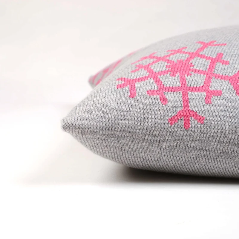 Kissenhülle 50x50cm Snowflakes, grau/magenta