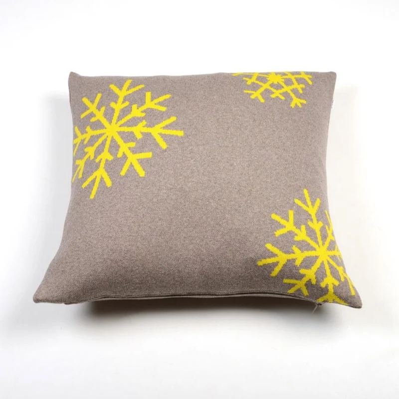 Kissenhülle 50x50cm Snowflakes, beige/gelb