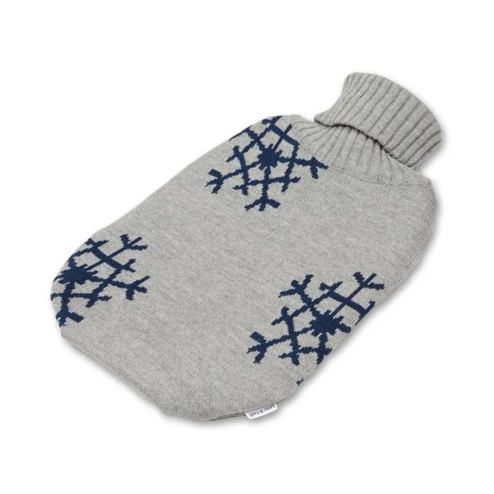 Wärmflasche Snowflakes, grau/blau