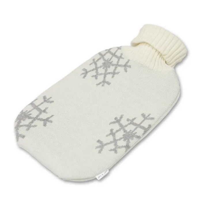 Wärmflasche Snowflakes, weiß/grau