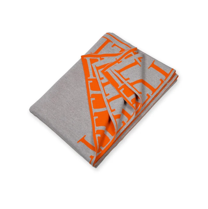 Decke 140x180cm LLLL, grau/orange