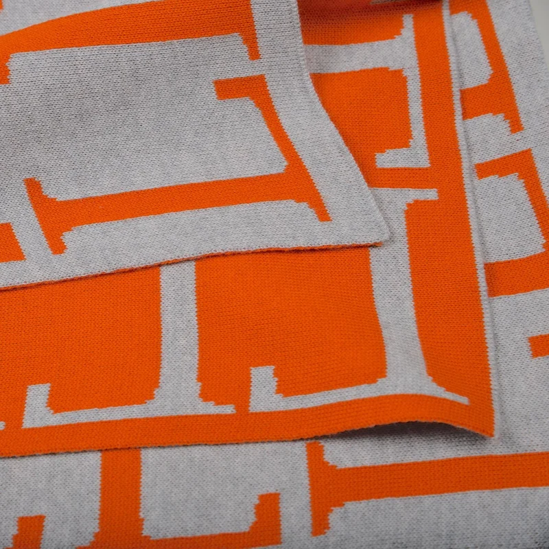 Decke 140x180cm LLLL, grau/orange