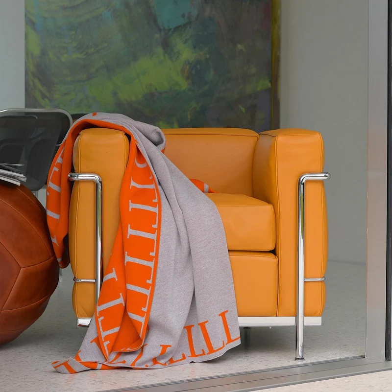 Decke 140x180cm LLLL, grau/orange