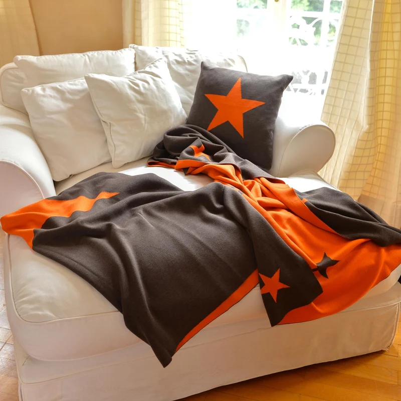 Decke 140x180cm Stars, braun/orange