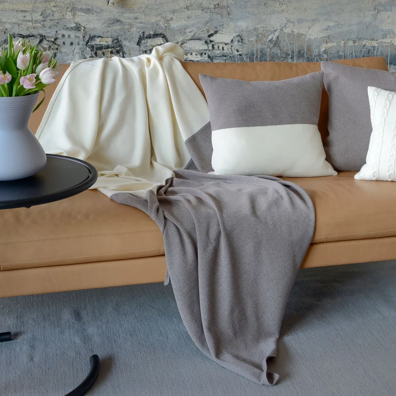 Decke 140x180cm Domino, weiß/beige