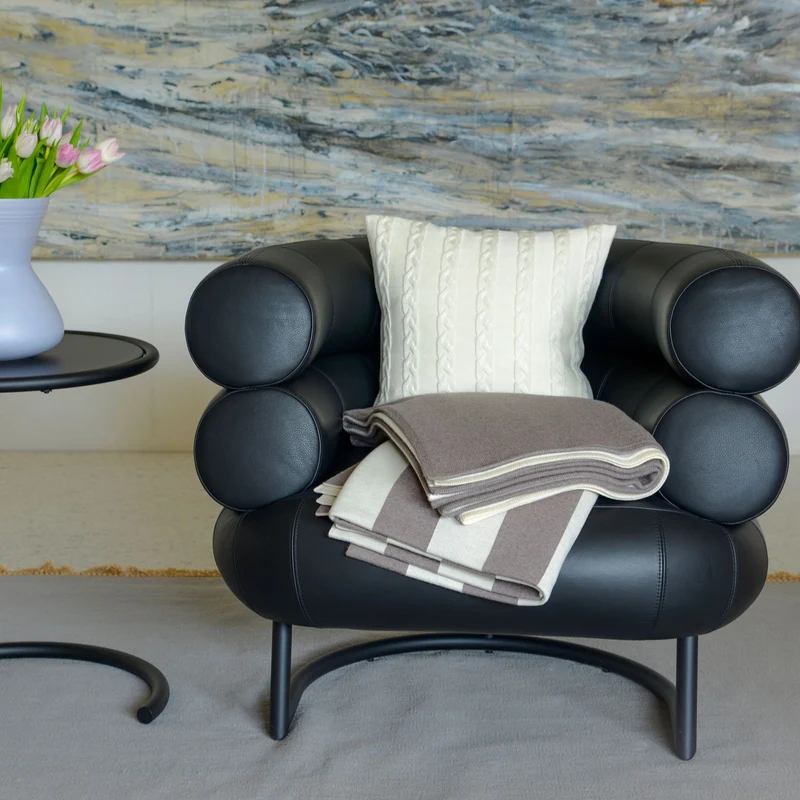Decke 140x180cm Domino, weiß/beige