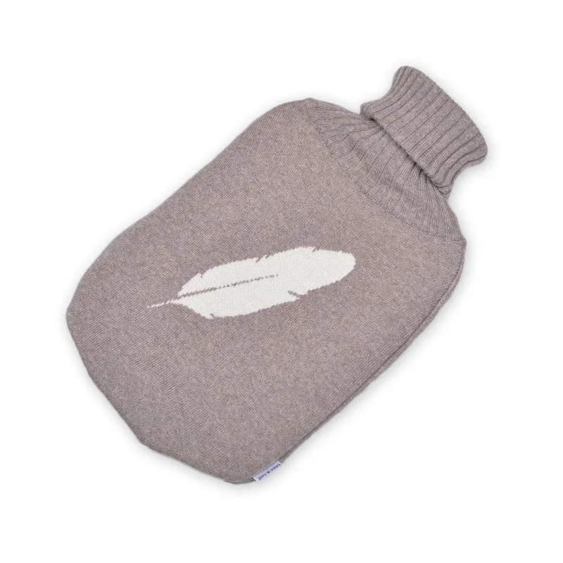 Wärmflasche Feather, beige/weiß