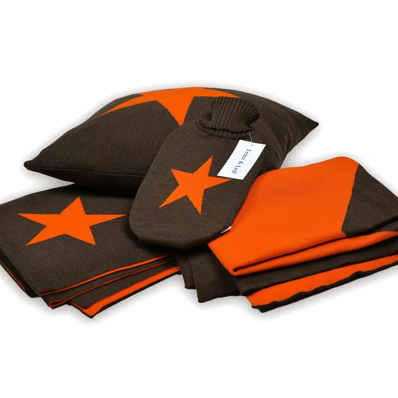 Decke 140x180cm Star, braun/orange