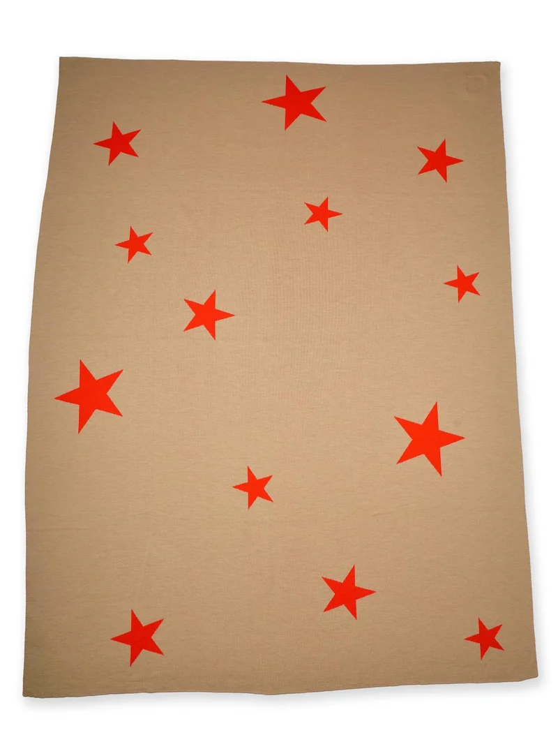 Decke 140x180cm Stars, camel/rot