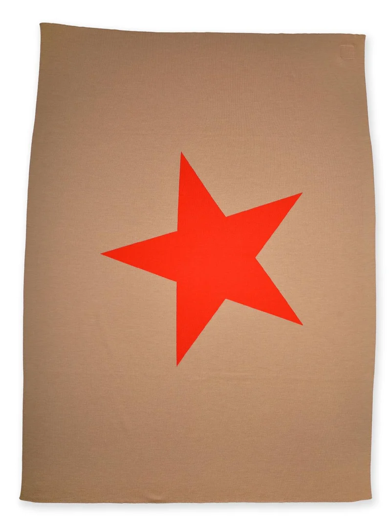 Decke 140x180cm Star, camel/rot