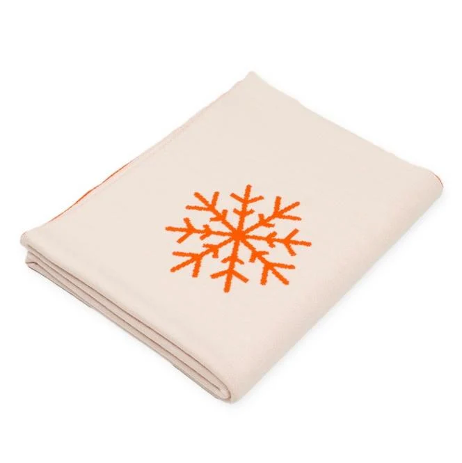 Decke 140x180cm 13 Snowflakes, weiß/orange