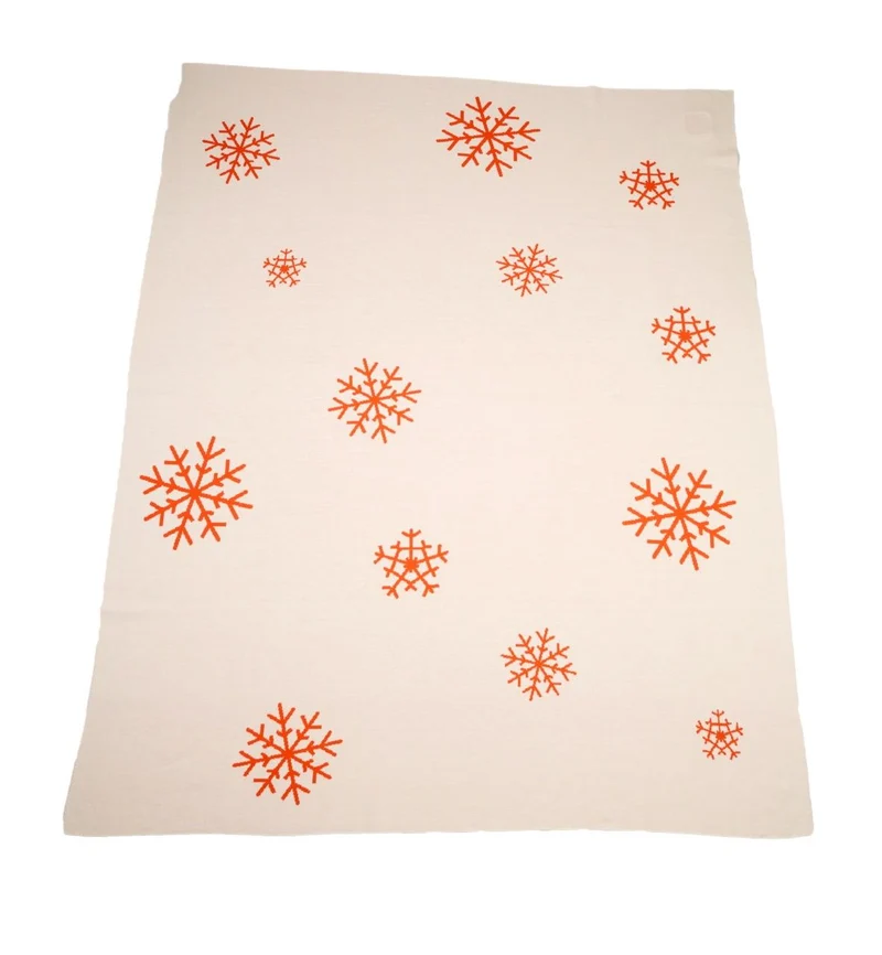 Decke 140x180cm 13 Snowflakes, weiß/orange