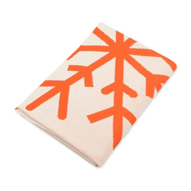 Decke 140x180cm 2 Snowflakes, weiß/orange