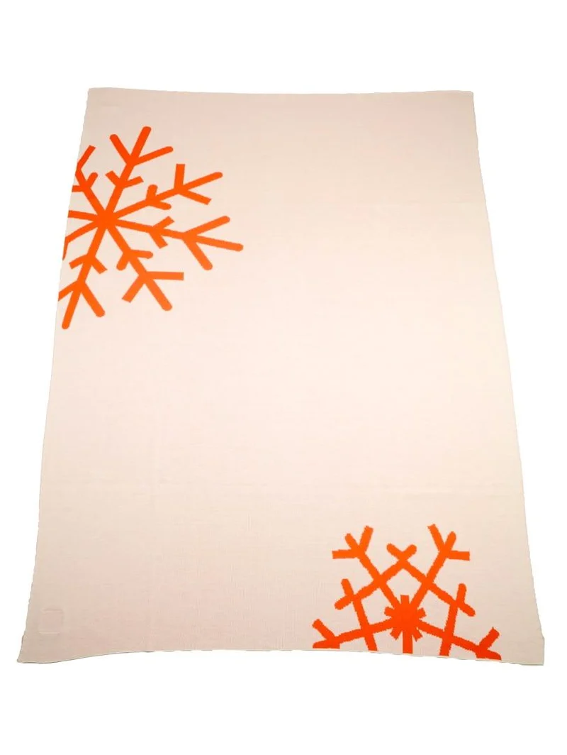 Decke 140x180cm 2 Snowflakes, weiß/orange