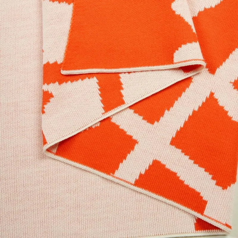 Decke 140x180cm 2 Snowflakes, weiß/orange