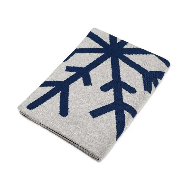 Decke 140x180cm 2 Snowflakes, grau/blau