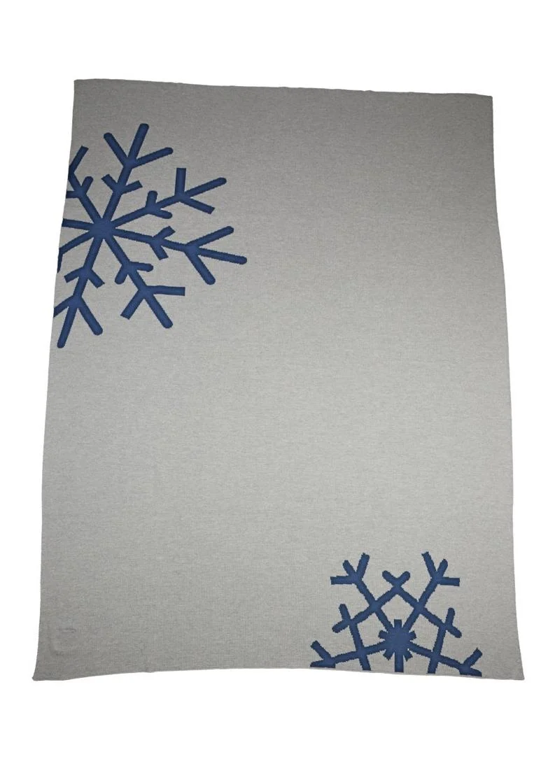 Decke 140x180cm 2 Snowflakes, grau/blau