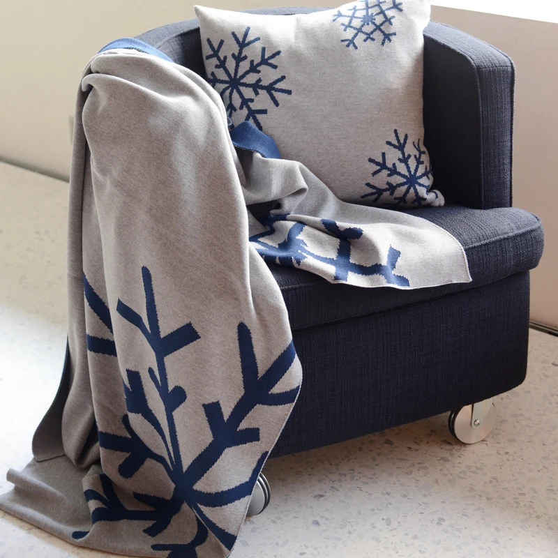 Decke 140x180cm 2 Snowflakes, grau/blau