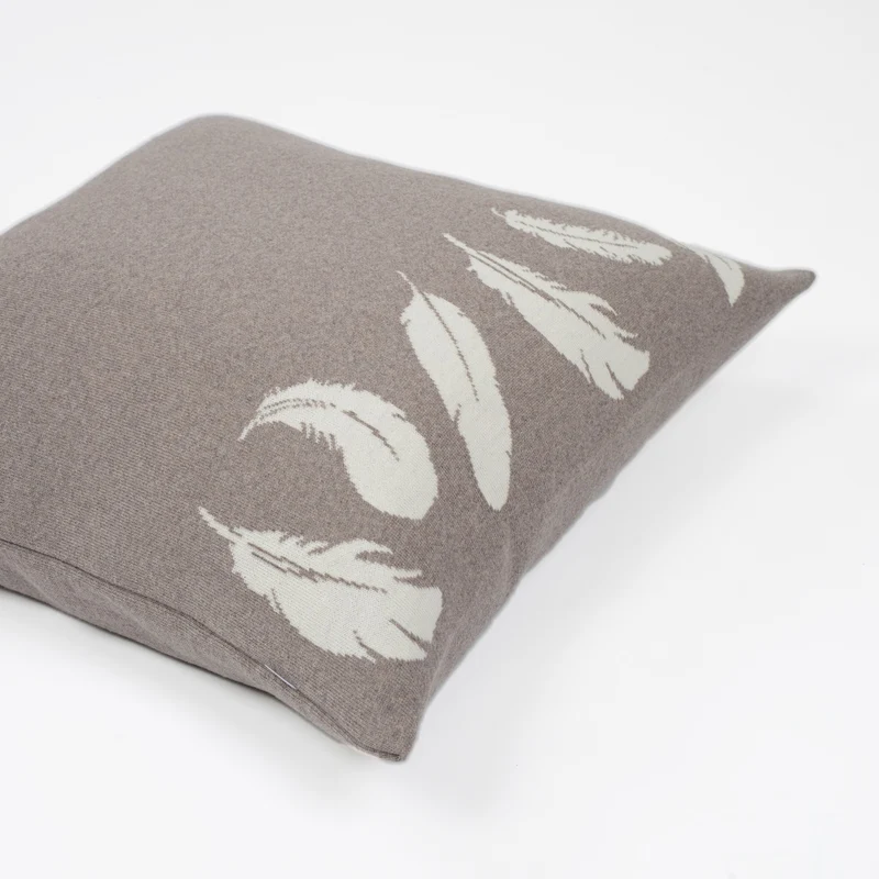 Kissenhülle 50x50cm Feather, beige/weiß