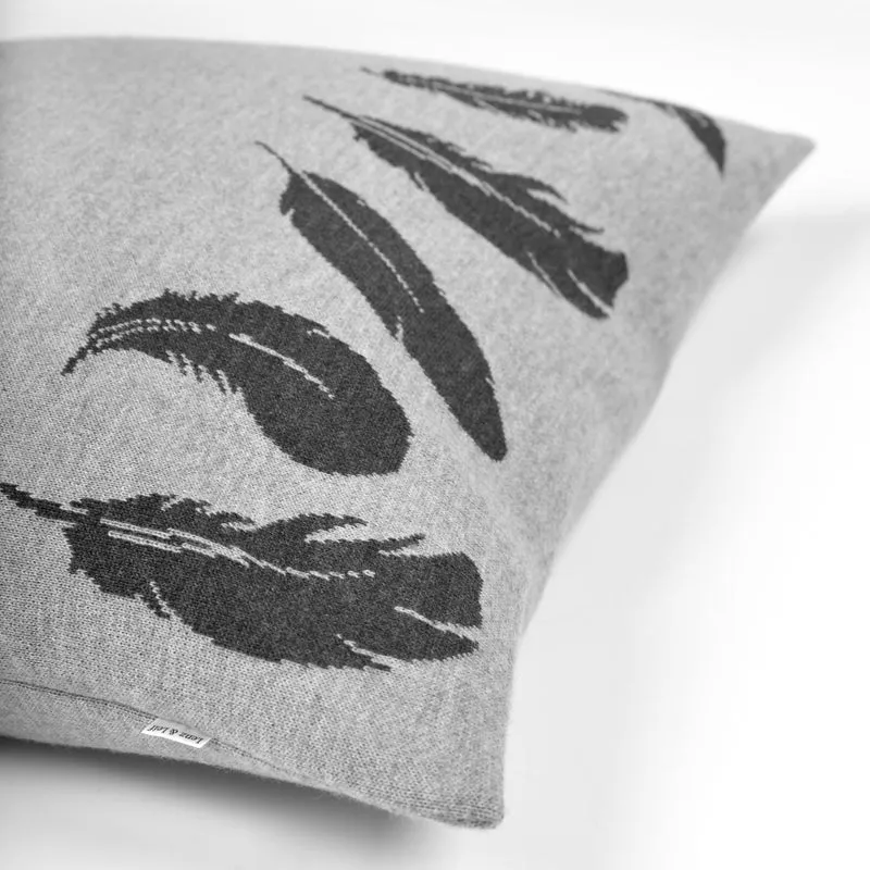 Kissenhülle 50x50cm Feather, grau/dunkelgrau