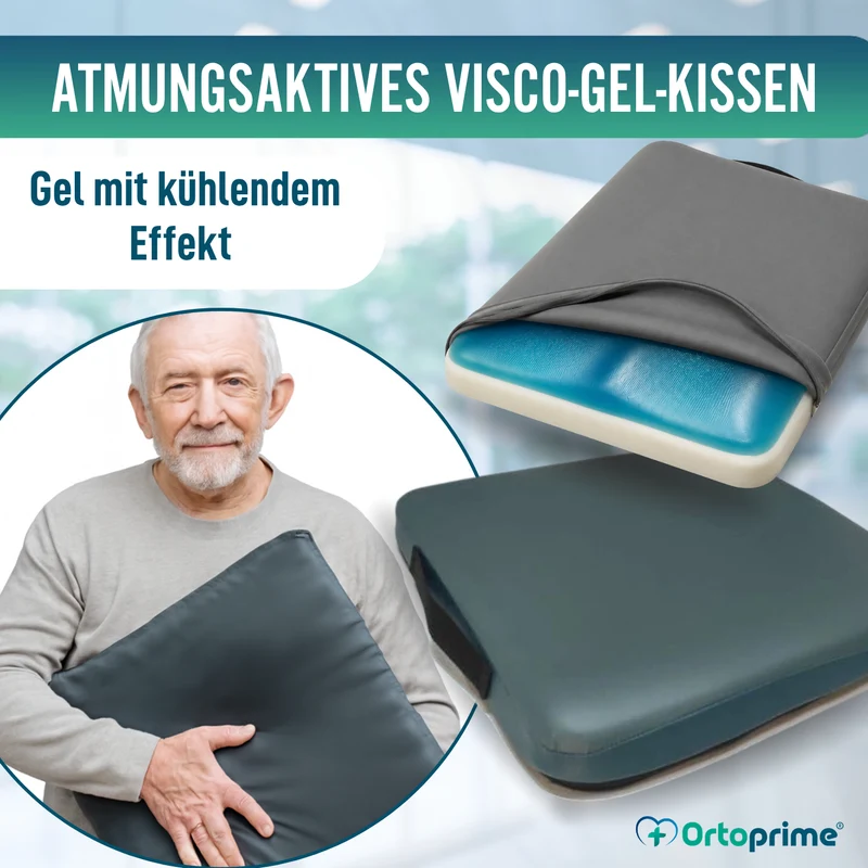 Quadratisches Antidekubitus Visko-Gel-Kissen 85 kg/m3 | Wasserdicht