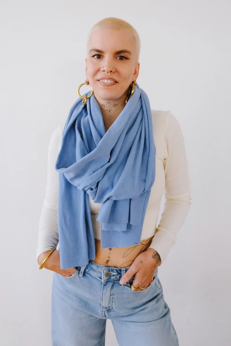 Cotton Scarf - Ross - Mid blue