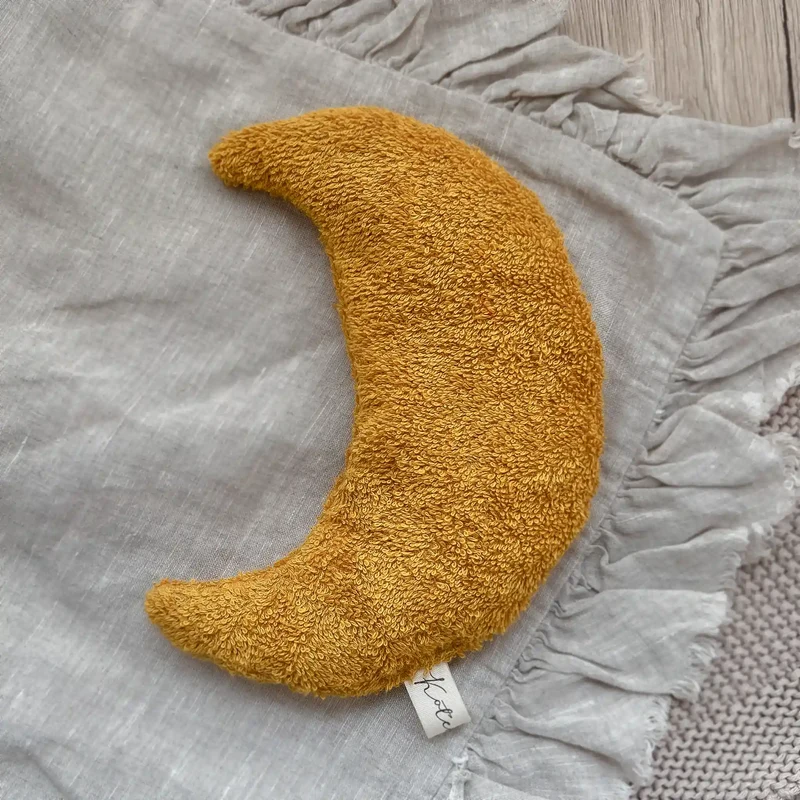Traubenkernkissen Mondform | Frottee Senfgelb | klein