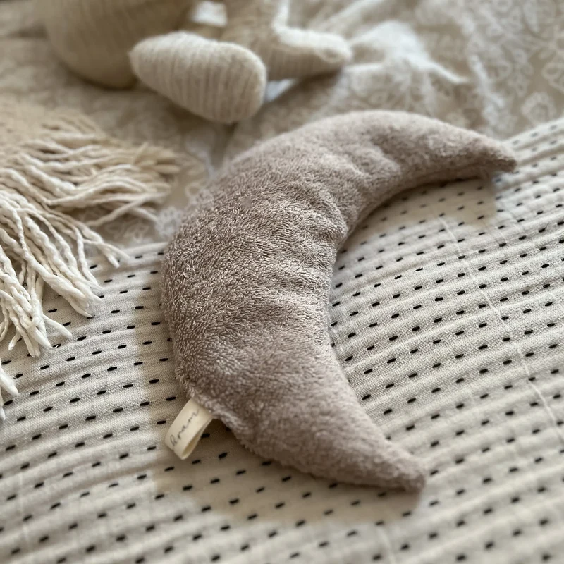 Kirschkernkissen Mondform | Frottee Beige | groß