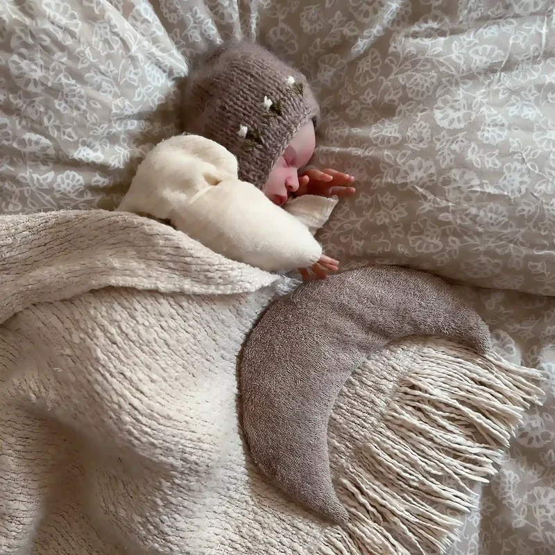 Kirschkernkissen Mondform | Frottee Beige | groß
