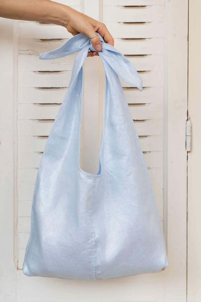 Bag - LATIFA linen - Blue Metallic