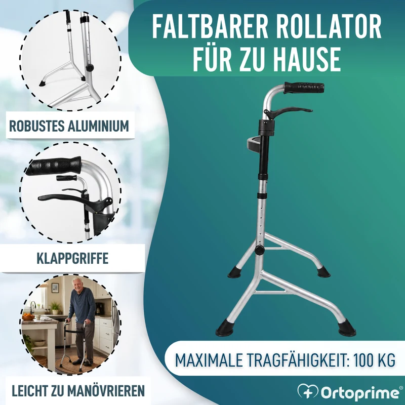 Gehgestell ohne Räder mit Klappgriffen | Höhenverstellbar