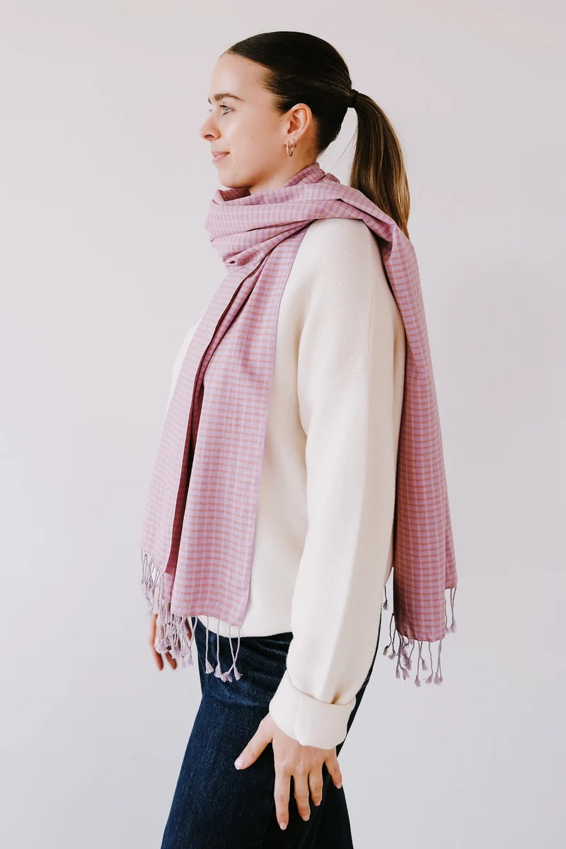 Cotton Scarf - Spring Tide - Lilac / Orange