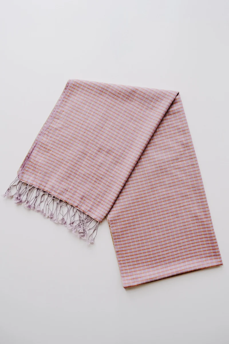 Cotton Scarf - Spring Tide - Lilac / Orange