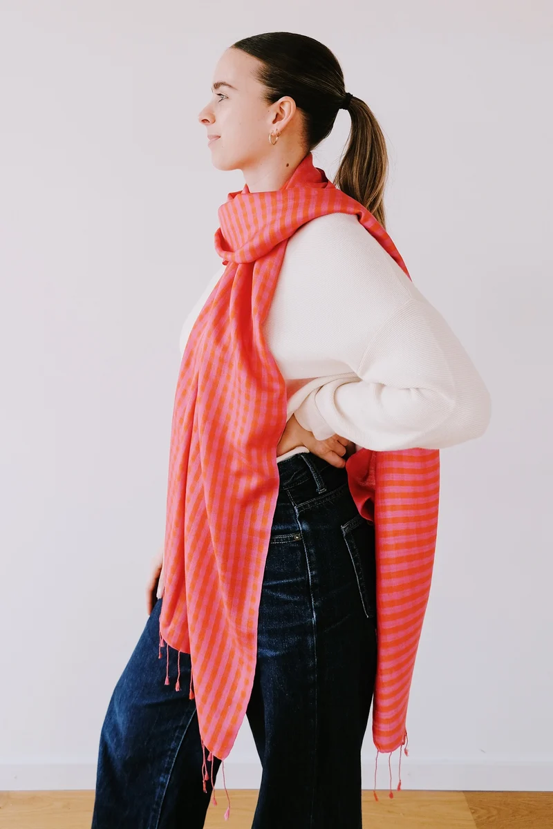 Silk Scarf - Sophie - Pink / Orange