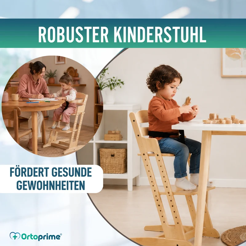 Kinderhochstuhl Evolutiv aus Holz | Höhenverstellbar