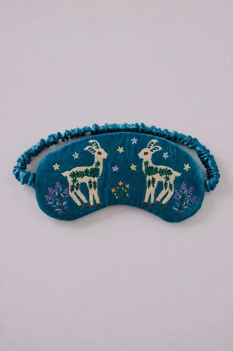 Velvet Eye Mask - White Deer
