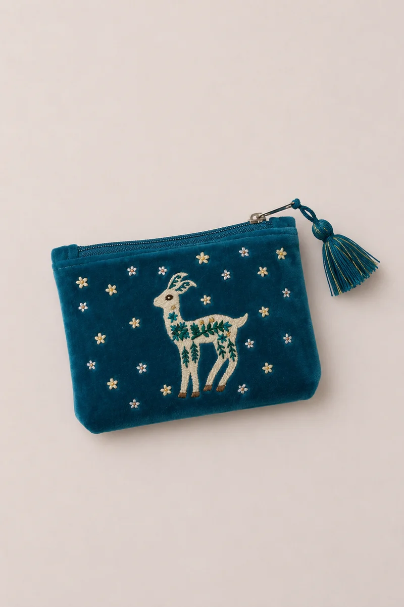 Small Pouch - Velvet - White Deer