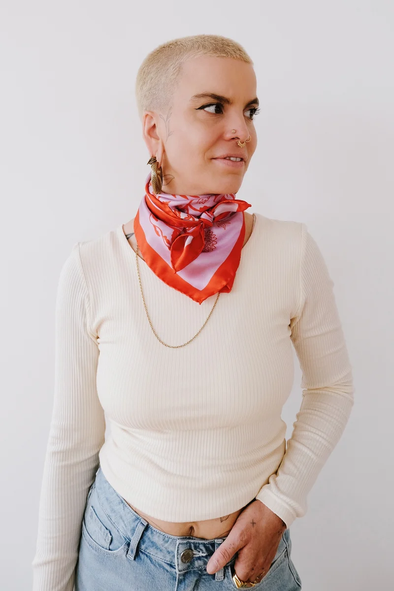 Silk Scarf - Fynbos - Red / Lilac