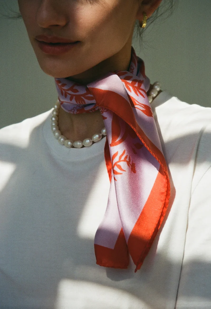 Silk Scarf - Fynbos - Red / Lilac