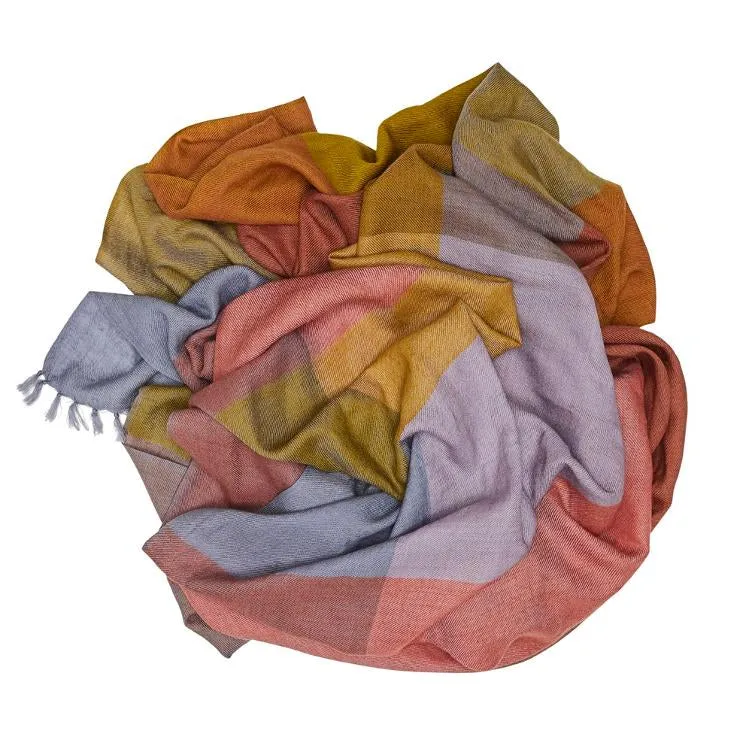Wool Scarf - Squares - Warm Shades