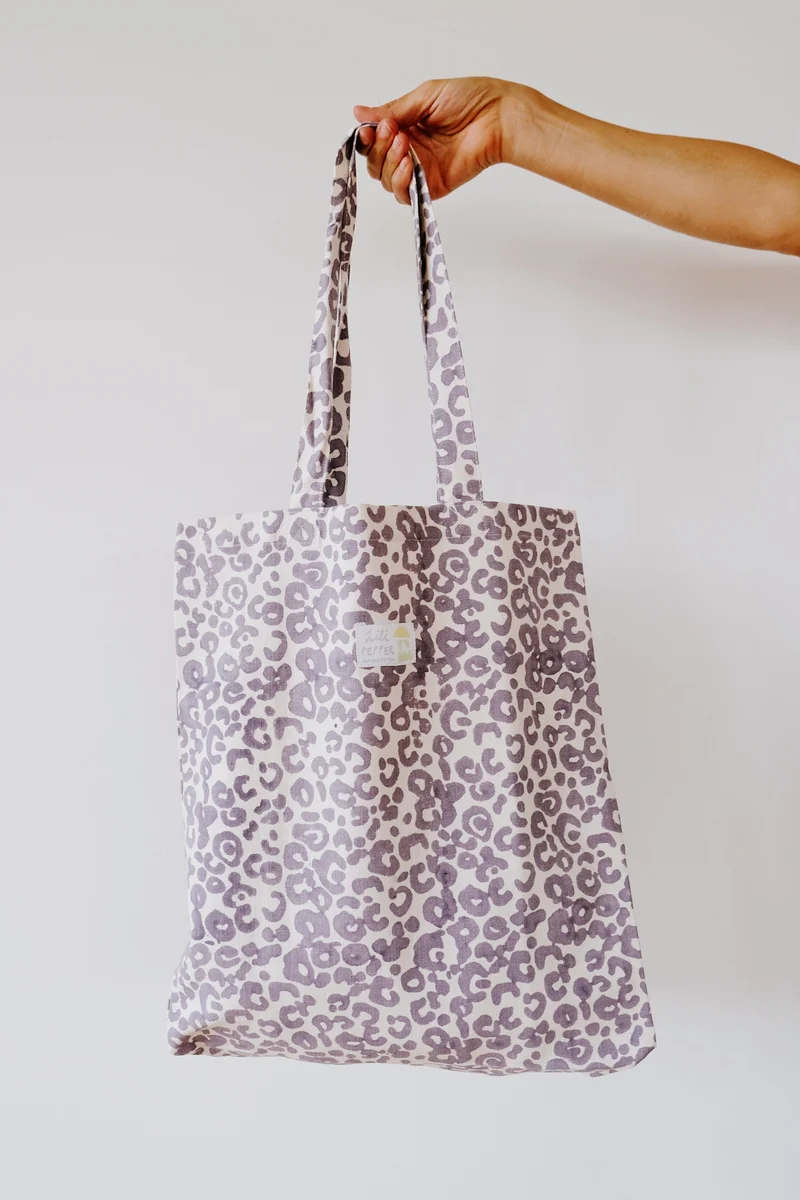 Handprinted Tote Bag - Leo Lavender