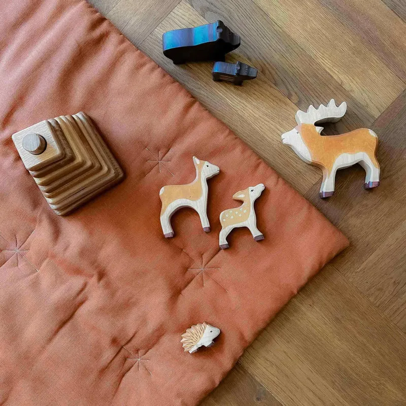 Baby Spieldecke groß | Leinen | Farbe: Rust