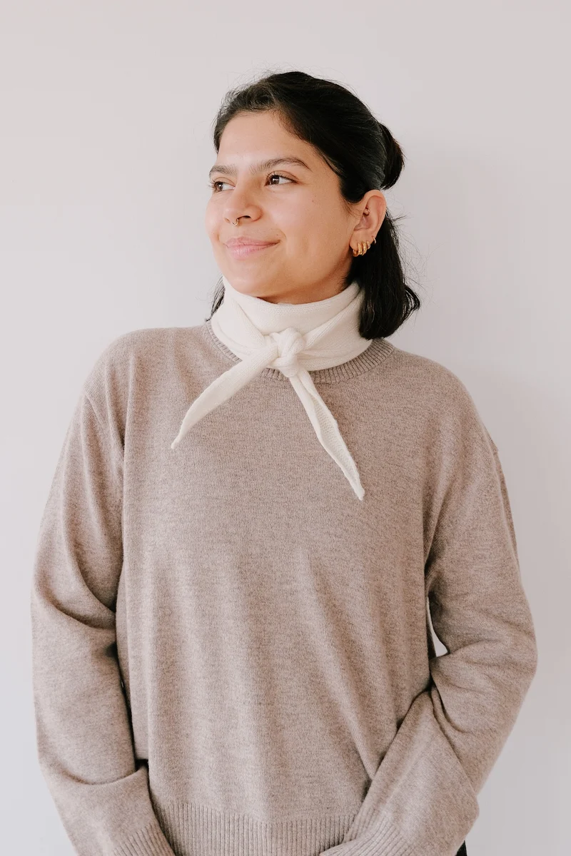 Mini Wool Scarf - Ambar - White