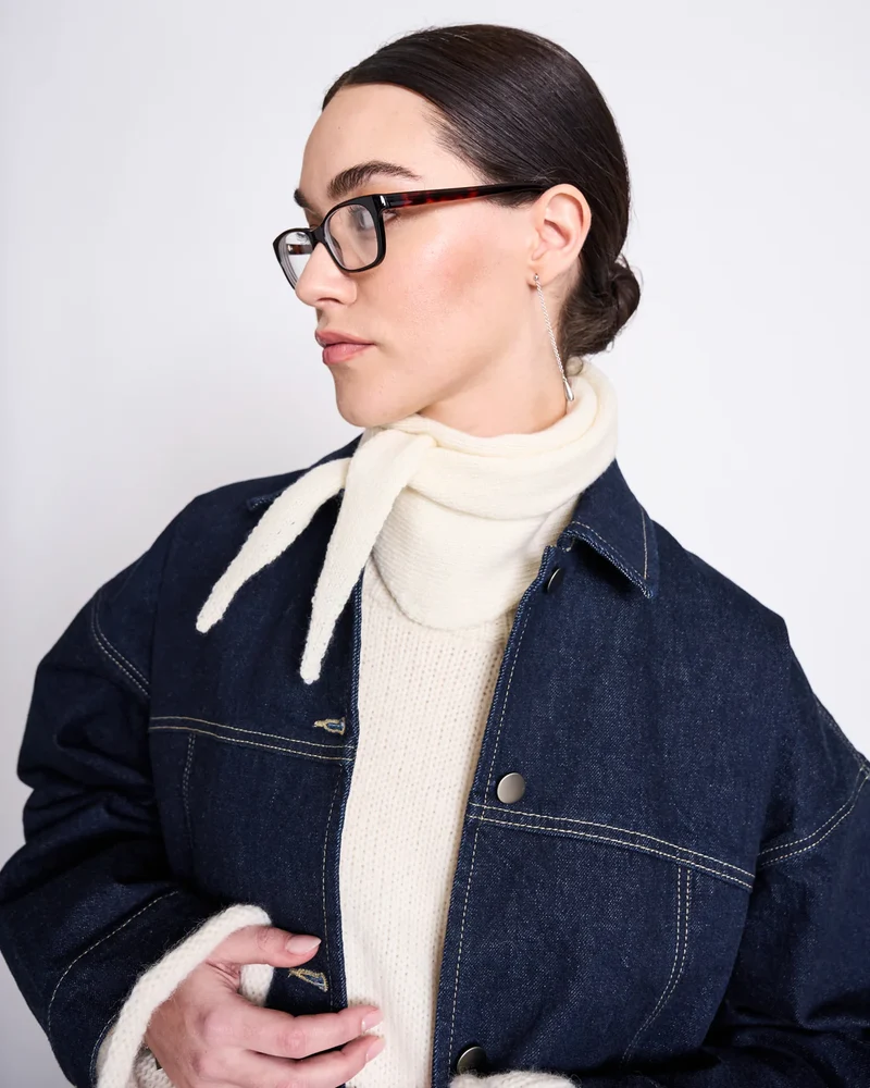 Mini Wool Scarf - Ambar - White
